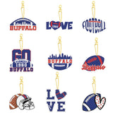 Rertcioph 9 Pcs Football Diamond Painting Kits DIY Double Sided Diamond Art Keychains Hanging Ornament Kits Fans Gift for Buffal