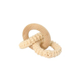 Montessori Interlocking Rings, Sensorial Material, Natural Beechwood & Cotton Sensorial Toy, 3 Months+ (Beige)