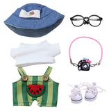 17cm Doll Designer Clothes, Dolls Premium Outfit Set Accessories with Tshirt, Green Overall, Black Camera, Glasses, Shoes, Demin