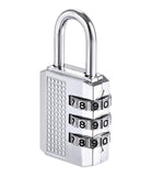 Home Lane 3Dial Resettable Combination Lock For Luggage, Suitcase & Backpack | Small Metal Number Padlock, Travel Bag Lock, Sil