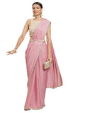 Womanista Womens Crepe Saree (Pink)