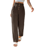 Toplot Women Casual Slanted Pocket Elastic Waist Tapered Pants (Pleated-Pant-5194-Dark Beige-36),Dark Beige,36,B0D9JFFVGJ