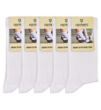 Footprints Kids Organic Cotton School Socks Unisex Calf Length Pack Of 5 (White) Extra Soft And Breathable (1215 Years)