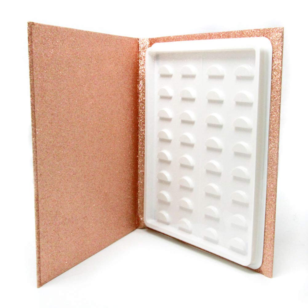 16 Pair Eyelash Storage Book,Makeup Display Sample Container,Eyelash Catalog Travel Glitter Paper rose gold