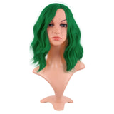 MapofBeauty 14 Inch/35 cm Bob Wavy Short Curly Body Wave Cosplay Anime Synthetic Hair Party Wig (Grass Green)