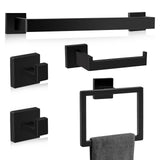 Matte Black Bathroom Hardware Accessories Set of 5 Pieces, 23.6 Inch Bath Towel Bar Set, 304 Stainless Steel Bathroom Hardware S