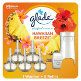 Glade PlugIns Refills Air Freshener Starter Kit, Scented and Essential Oils for Home and Bathroom, Hawaiian Breeze 3.35 Fl Oz, 1