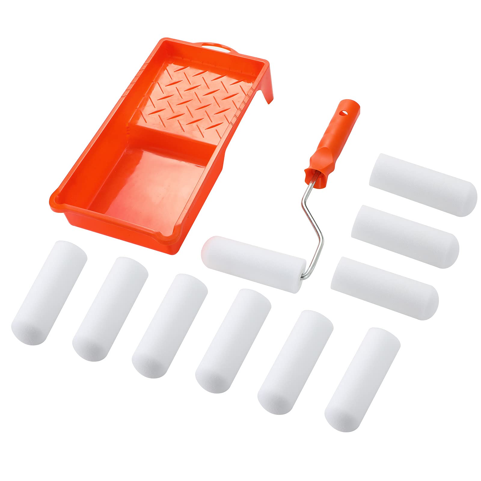Foam Paint Roller Set-4 Paint Roller With 10 High-Density Foam Covers,Roller Frame,Paint Tray,Sponge Roller Naps,Mini Paint Ro