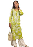 Anni Designer Women'S Cotton Blend Straight Chikankari Embroidered Kurta (Zainab-Green_L_Green_Large),Green,L