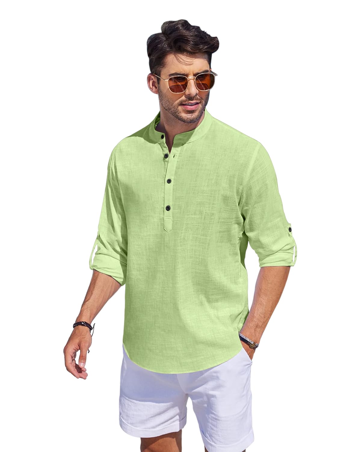 Bellstone Men'S Cotton Blend Solid Regular Fit Kurta (Kurta1500_Single_Light Green_Xl