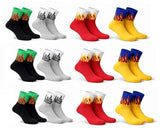 Cotson ;Lasting Wear In Every Pair Pack Of 12 Flame Pattern Crew Socks For Men & Women Soft Cotton Blend Stretchable Casual Fash