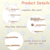 Doromy 15 Packs Rhinestone Faux Pearl Wedding Hair Accessories - Elegant Golden Bobby Pins, Hollow Design Hair Clips and Barrett