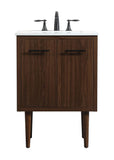Elegant Decor Indoor Modern Under Sink Bathroom Fixtures Storage Organizer Cabinet 24 Inch Single Bathroom Vanity - Walnut