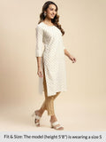 Rangita Off White Cotton Knee Length Printed Straight Kurti For Women | Kurta For Women_3Xl Off White 3Xl 636581599886G