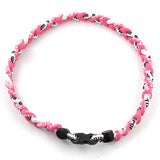 MapofBeauty 18 Three Braided Rope Sport Tornado Necklace (Pink/White)