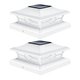 VOLISUN Solar Post Cap Lights: 2 - Pack Outdoor Deck Post Cap Lights White for Dock Fence Waterproof 2 Color Modes,4x4/6x6 Woode