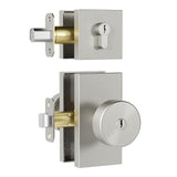 HIEMEY Brushed Nickel Door Knobs with Deadbolt Set, Satin Nickel Front Door Lock Set Exterior Entry Door Knob Door Handles with 