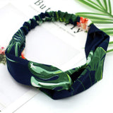 Aysekone 3 Pack Elastic Women's Tropical Beach Wind Summer Headbands Hair Accessories Turban Green Banana Leaves Printed Cross K