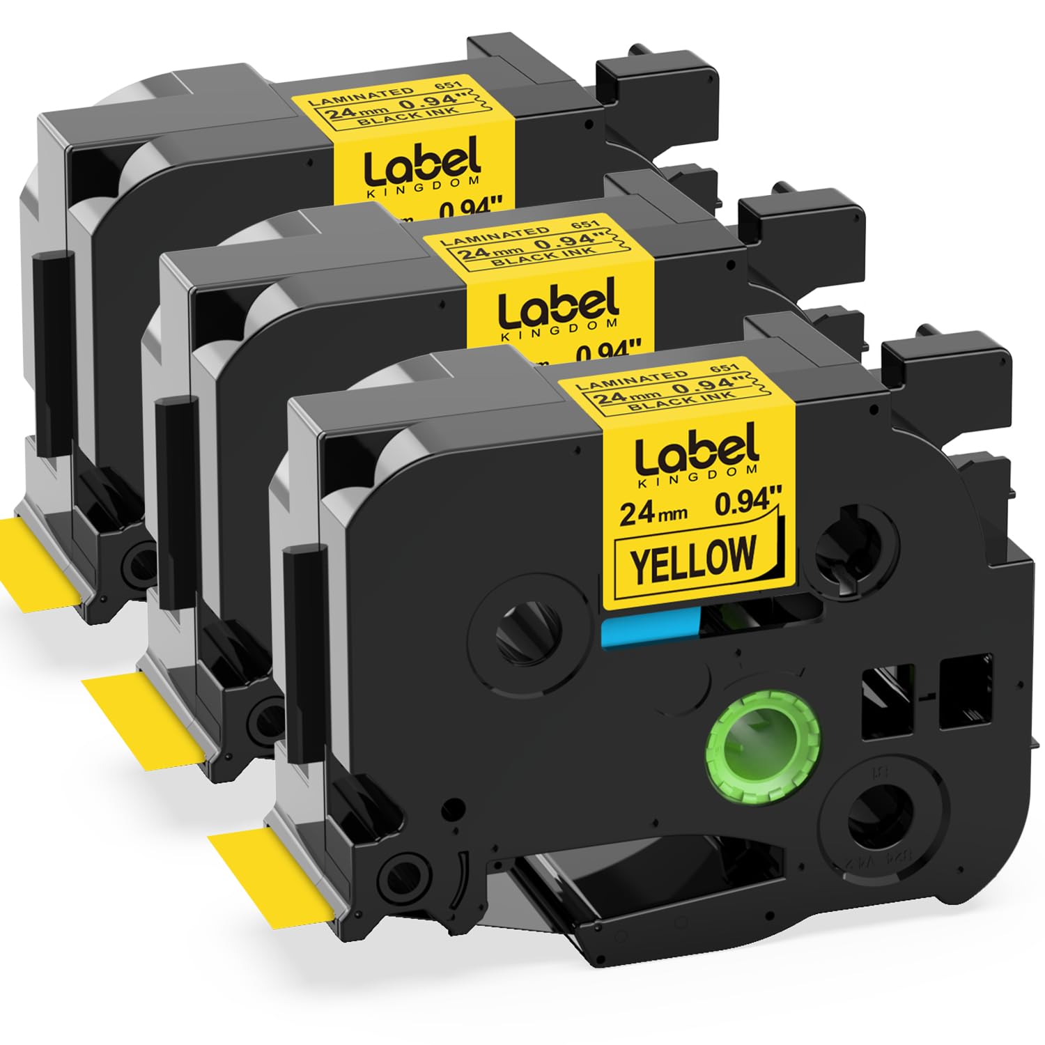 Label KINGDOM TZe-651 24mm Yellow Label Tape Replacement for Brother P-Touch TZ-651 1 Inch Black on Yellow TZ Tape 24mm 0.94 Lam