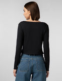 Fyltr Women'S Casual Scoop Neck Henley T-Shirt - Full Sleeves | Fitted Length,Every Ebony,Every Ebony,Xl