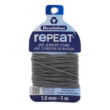 Beadalon Repeat, 100% Recycled Plastic Jewelry Bracelet Cord, 1.0 mm, Grey, 5 m