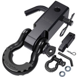AUTOBOTS Shackle Hitch Receiver 2, 45,000 Lbs Break Strength Heavy Duty Receiver with 5/8 Screw Pin, 3/4 D Ring Shackles, Towing