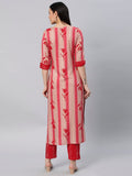 Gosriki Women'S Cotton Blend Straight Printed Kurta With Pant (Dania Red-Nw6-Gs_L_Red_Large),Red,,B0BZMJYP24