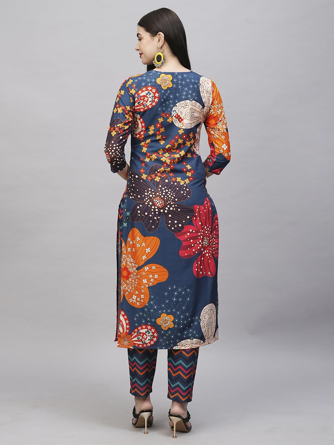 Gosriki Women'S Cotton Blend Straight Printed Kurta With Pant (Wahida Blue-Gs_L_Blue_Large),Blue,,B0CSG25HQQ