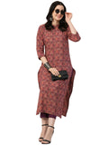 Anni Designer Women'S Cotton Blend Straight Printed Kurta With Pant (Titta Maroon_Xl_Maroon_X-Large),Maroon,XL