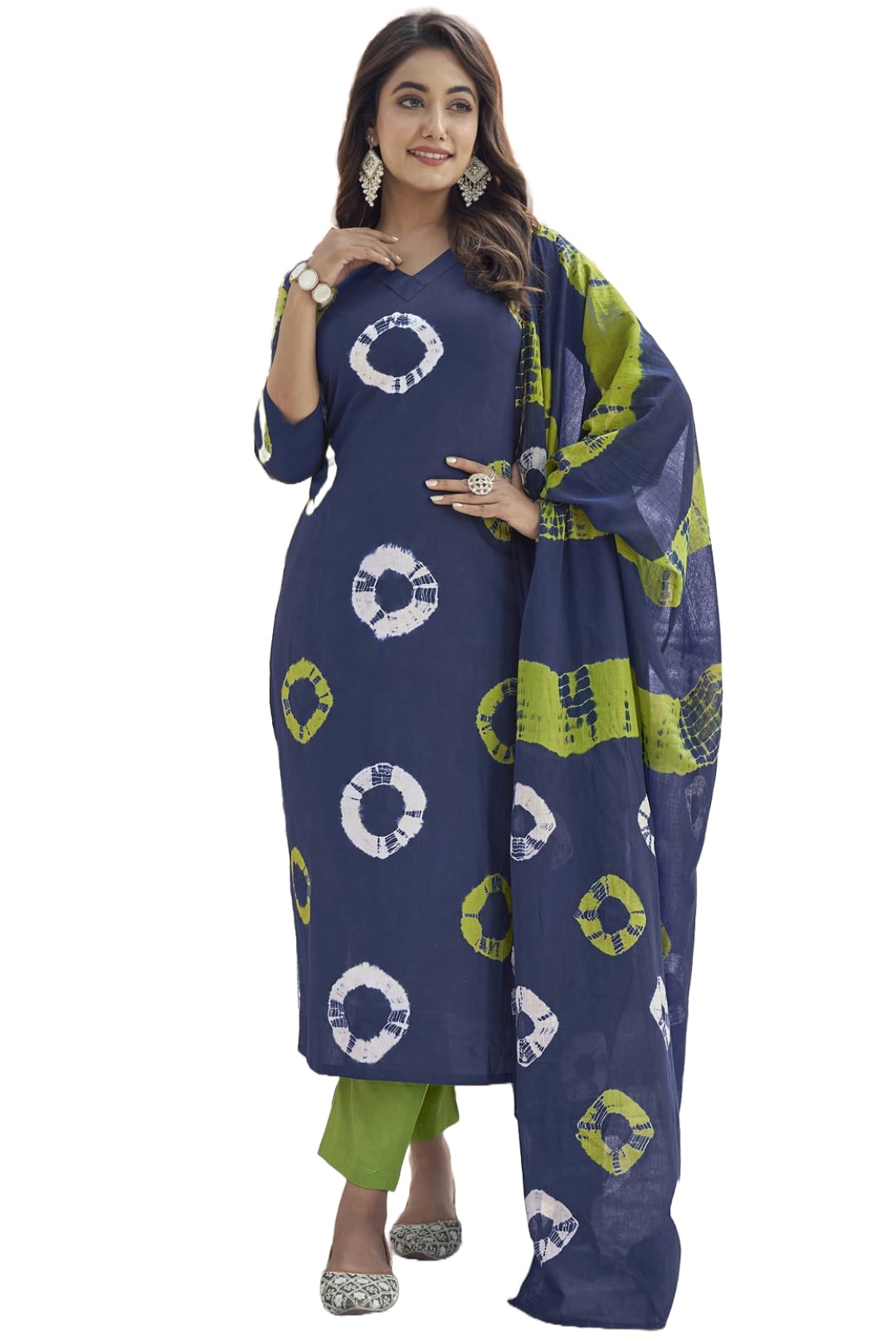 Gosriki Women'S Rayon Blend Straight Printed Kurta With Pant & Dupatta (Sumitra Blue-Fnw-Gs_L_Blue_Large),Blue,,B0CGTR9R1V