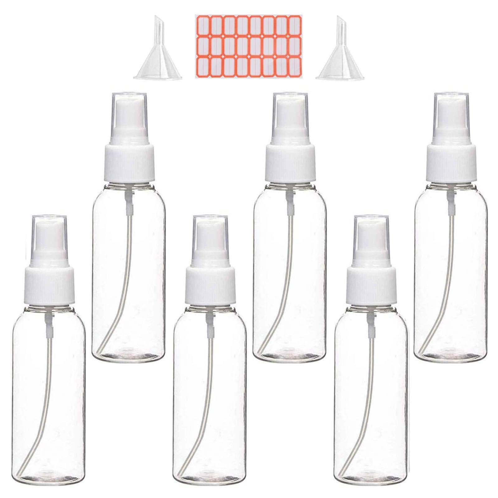 Zoizocp Spray Bottles, 2Oz/50Ml Clear Empty Fine Mist Plastic Mini Travel Bottle Set, Small Refillable Liquid Containers With 2P
