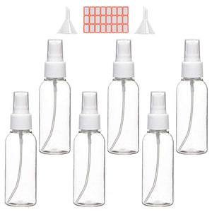 Zoizocp Spray Bottles, 2Oz/50Ml Clear Empty Fine Mist Plastic Mini Travel Bottle Set, Small Refillable Liquid Containers With 2P
