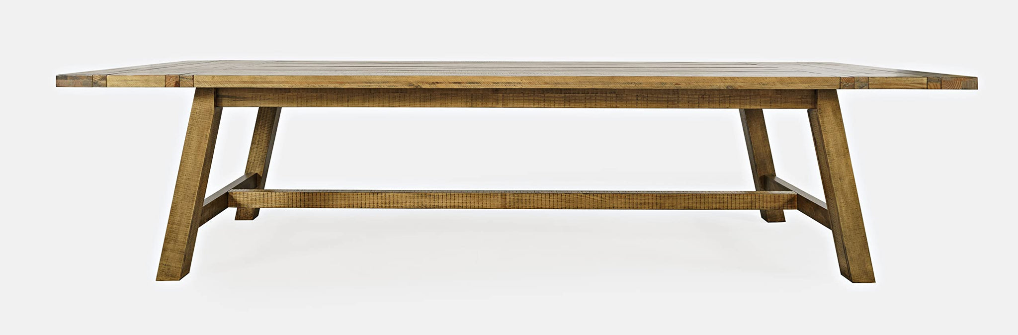 Jofran Telluride Rustic Distressed Pine 127 Trestle Farmhouse Dining Table With Extensions, Gold