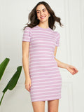 Modeve Women Striped Bodycon Dress Lavender Lavender L