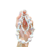 KC Keychain Phone Wrist Strap Pearl Beaded Mobile Phone Cute Charm Hanging Bracelet Marble Pearl Star Cute Charm For Phone/Purse