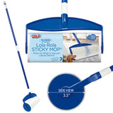 Lola Rola Sticky Mop, Giant Floor Lint Roller, 9 W x 3.5 Dia., Best Pet Hair Remover, Traps Dust, Dirt, w/Extender Handle, 30 La