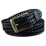 Romp Fashion Men Black Braided Leather Belt For Casual And Partyware