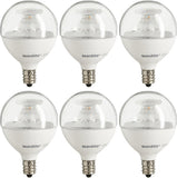 Sunlite G16.5 Light Bulb LED, 7 Watts (60W Equiv.), 500 Lumens, Dimmable, Type G Globe Shape E12 Candelabra Base, Short Bulbs, V
