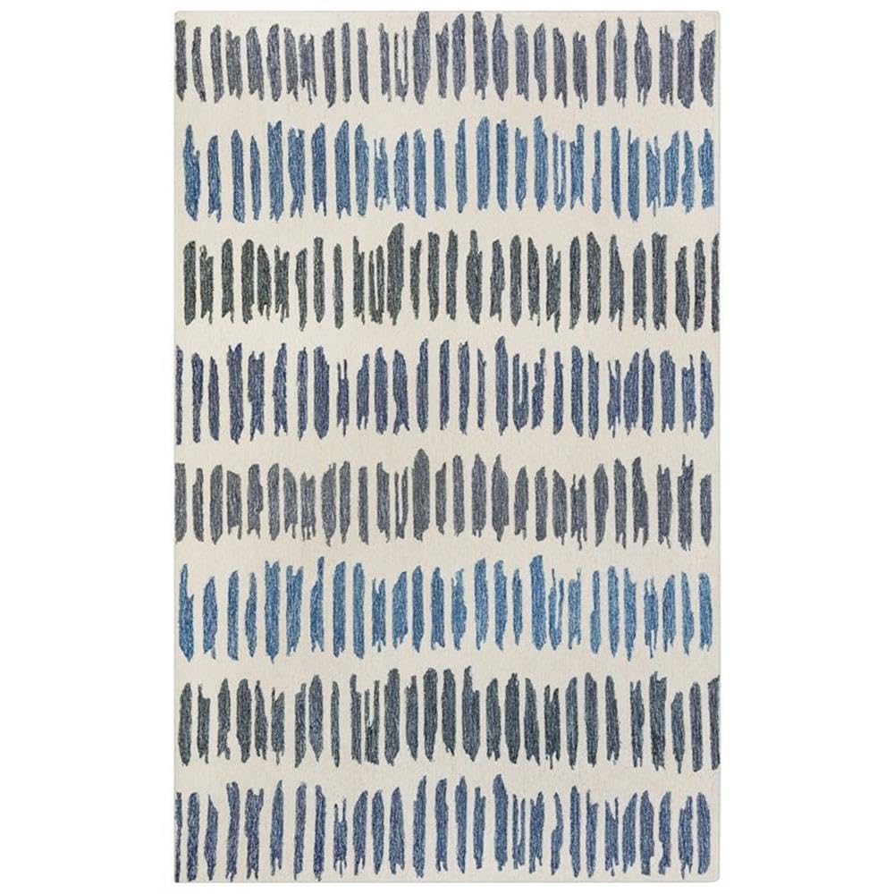 Alora Decor Rivera 7'9' X 9'9' Stripe Ivory/Blue/Ivory/Charcoal Area Rug