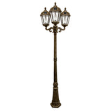 Gama Sonic Royal Bulb Solar Lamp Post Light Kit, 89 inch Tall, Outdoor Triple Head Weathered Bronze Cast Aluminum, Rain Water Gl