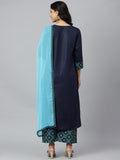 Gosriki Women'S Cotton Blend Printed Straight Kurta Palazzo & Dupatta (Homi Blue_New_L-Go_Blue_Large),Blue,,B0B4FW8WWD