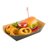 Restaurantware Bio Tek 2-pound Food Boats 50 Disposable Paper Food Trays - Heavy-Duty Greaseproof Black Paper Food Boats For Sna