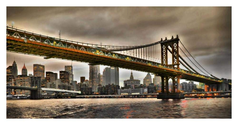 Manhattan Bridge And New York City Skyline, Nyc-Paper Art-38,,X20,,