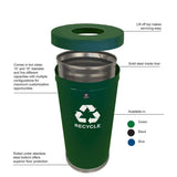 Witt Industries 15Rtgn-1H Emoti-Can Recycling Receptacle, Steel, 24 Gal, Green (Pack Of 3)