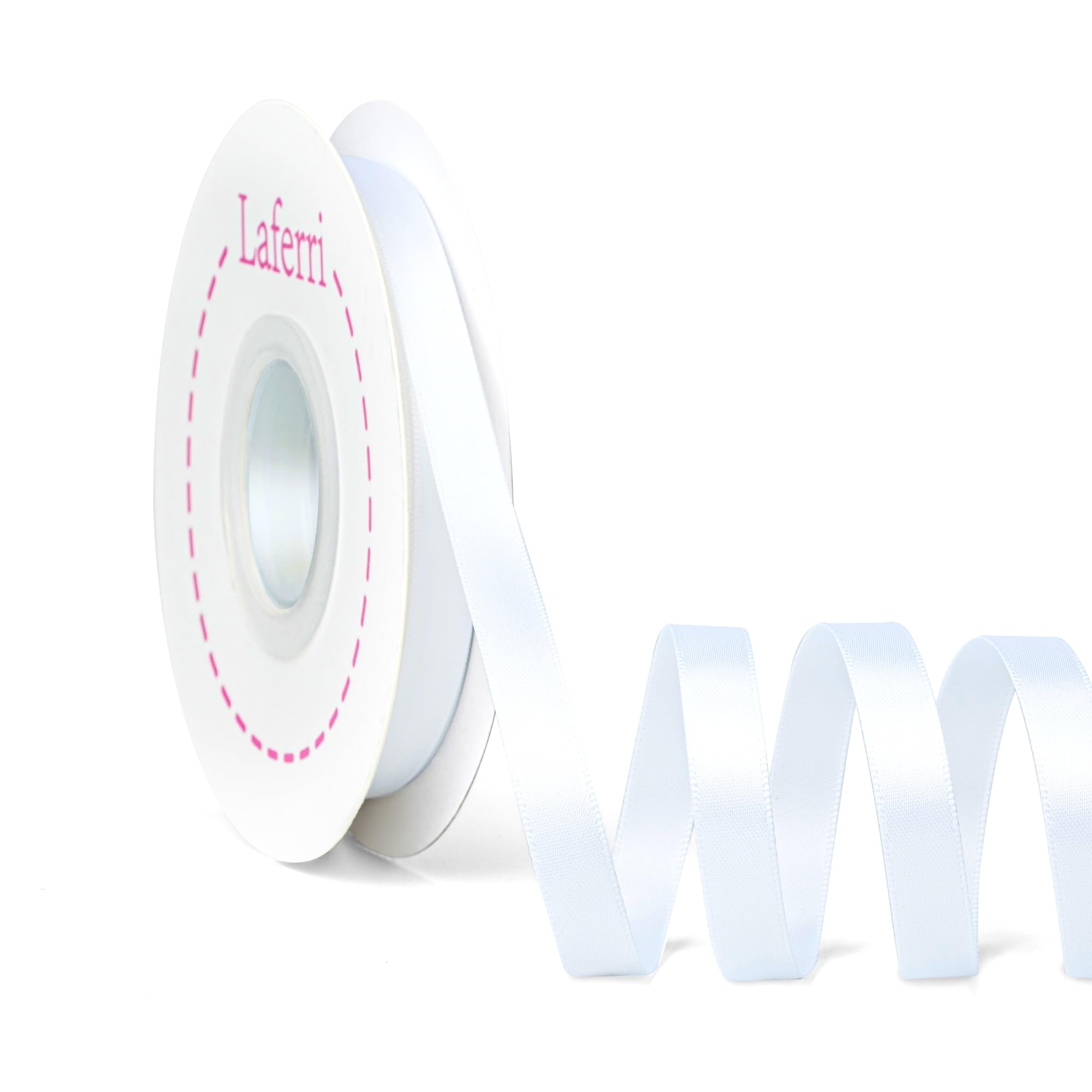 Laferri White Ribbon 3/8 X 25 Yards,Double Faced Satin White Thin Ribbons for Gift Wrapping DIY Craft Floral Bouquets Wedding Pa