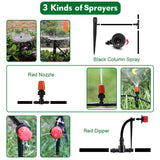 Flantor Garden Irrigation Kit,131ft 1/4 Drip Irrigation Kit Garden Irrigation System with Adjustable Nozzle Dripper Automatic