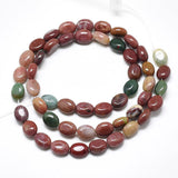Fashewelry 50pcs Natural Indian Agate Gemstone Beads Flat Oval Healing Crystal Polished Stone Beads 8x6mm for Jewelry Necklace B