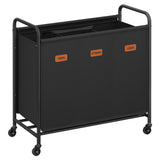 SONGMICS 3-Section Laundry Sorter, Laundry Hamper with Wheels, Rolling Clothes Hamper Cart with Large Capacity and Removable Bag