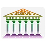 FINGERINSPIRE Greek Temple Stencil 11.7x8.3 inch Reusable Ancient Architecture Stencil Hollow Out 6 Stone Pillars Building Drawi