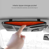 Leather Car Sun Visor Organizer with Net & Zipper, Ultra Light, Ultra Thin Design, Auto Interior Accessories Storage Pocket Pouc